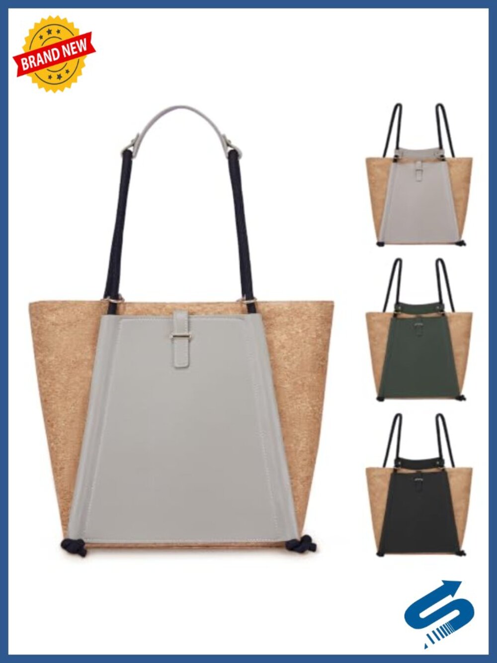 Cork Leather Tote Bag Women Work Handbag Fit 14 Inch Laptop Convertible Backpack